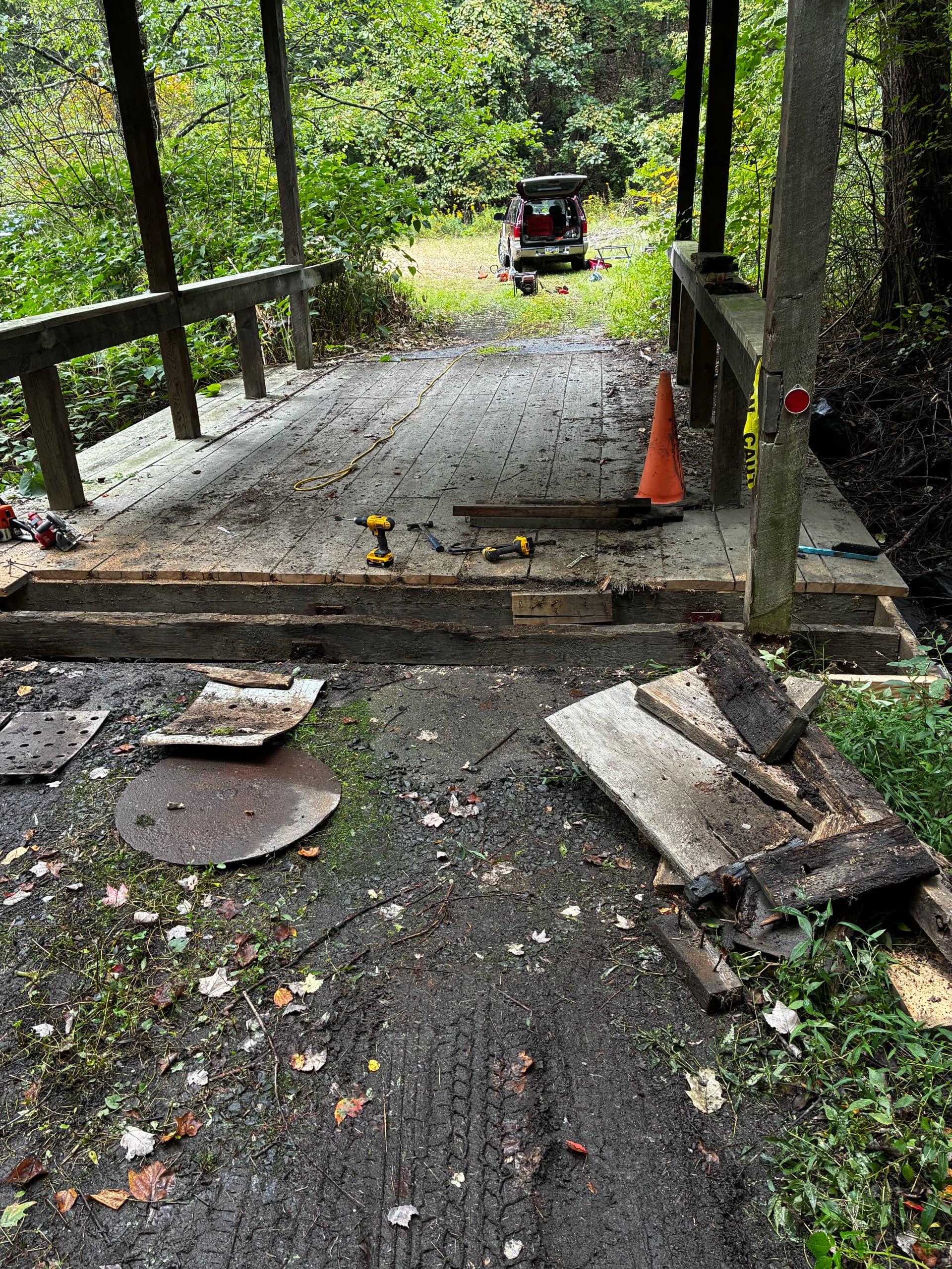 Stream Crossing Bridge Decking Replaced and Ready for the Rebuild