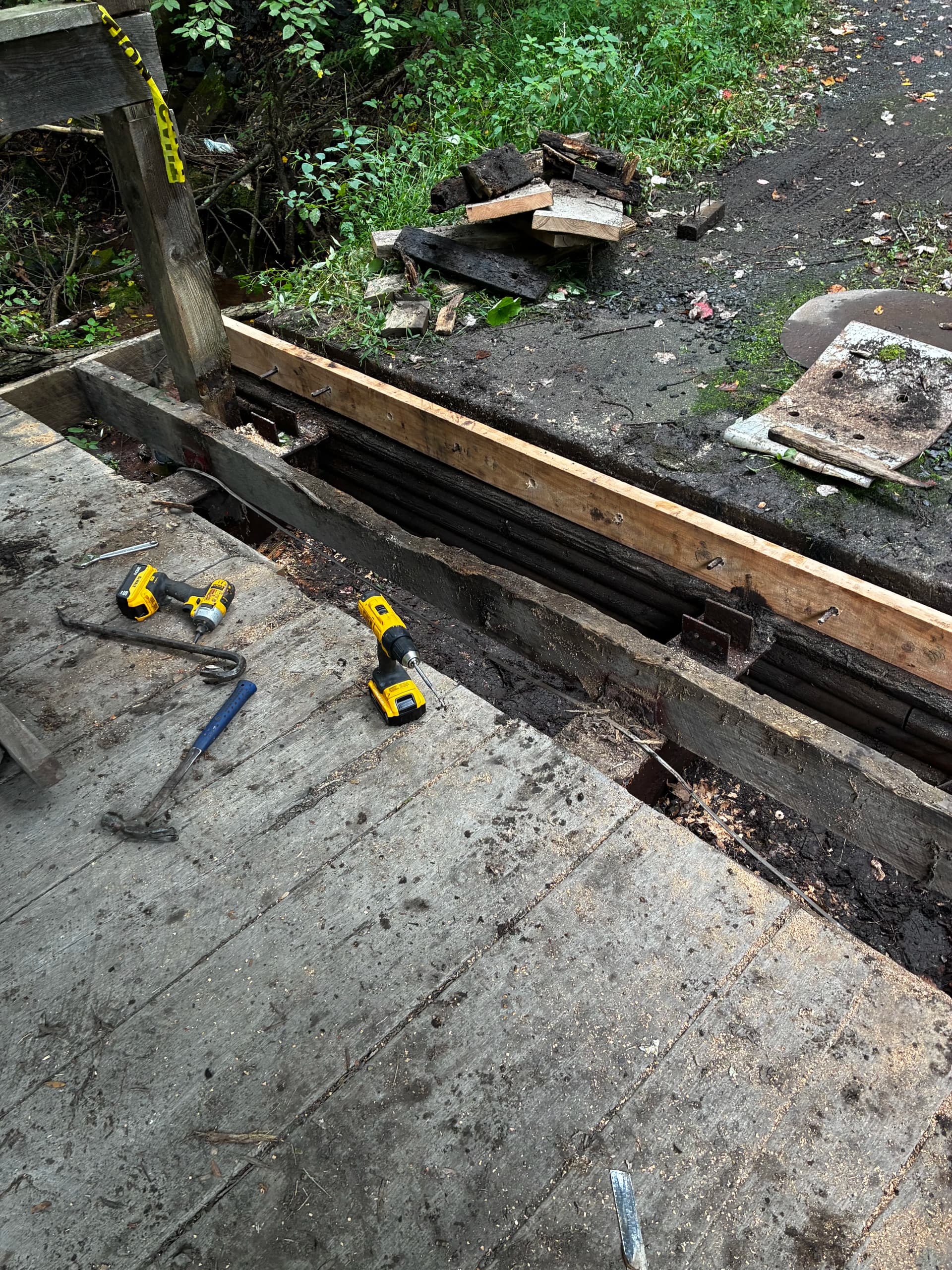 Stream Crossing Bridge Decking Replaced and Ready for the Rebuild
